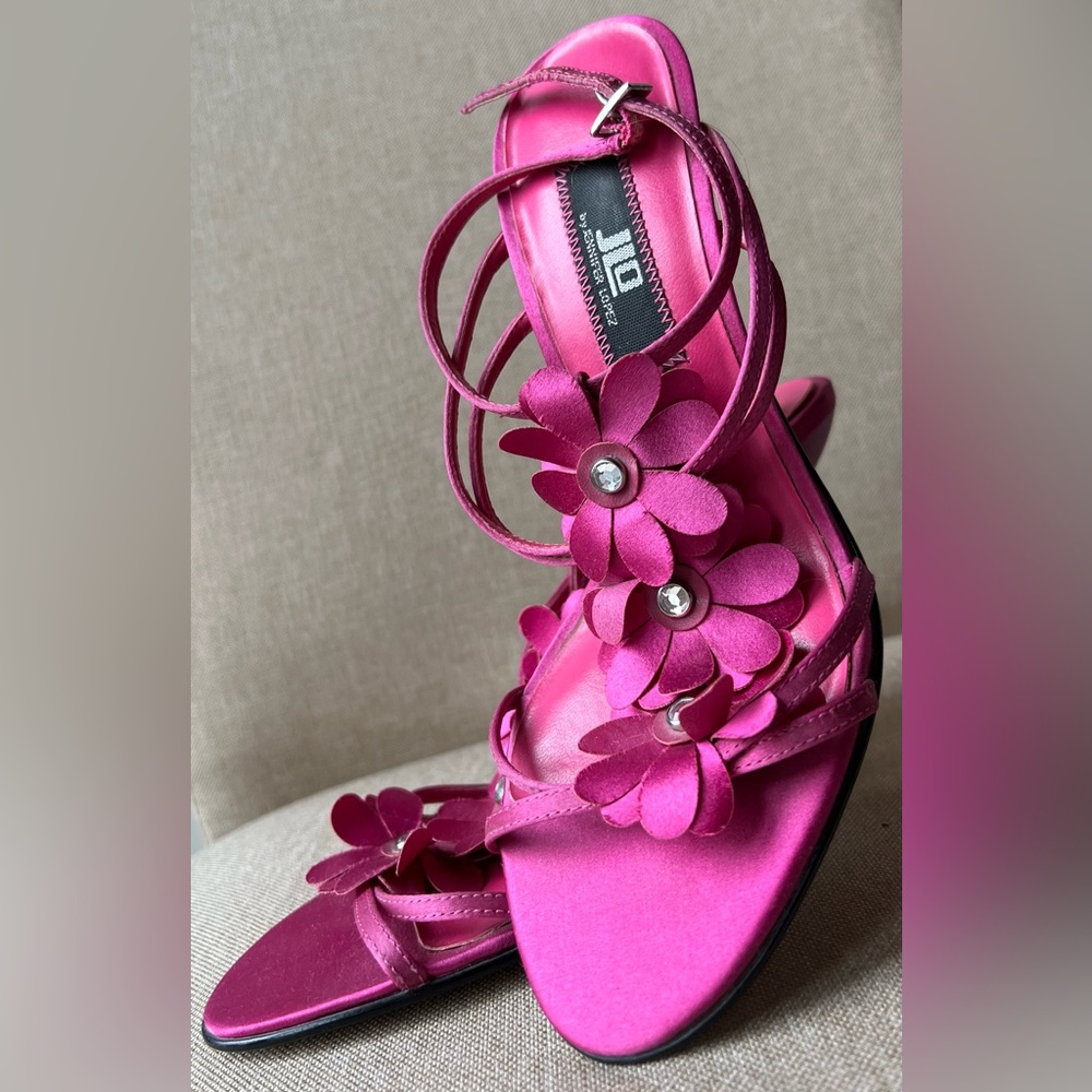 JLO - Jennifer Lopez Hot Pink Sweetheart Flower Heels/Shoes